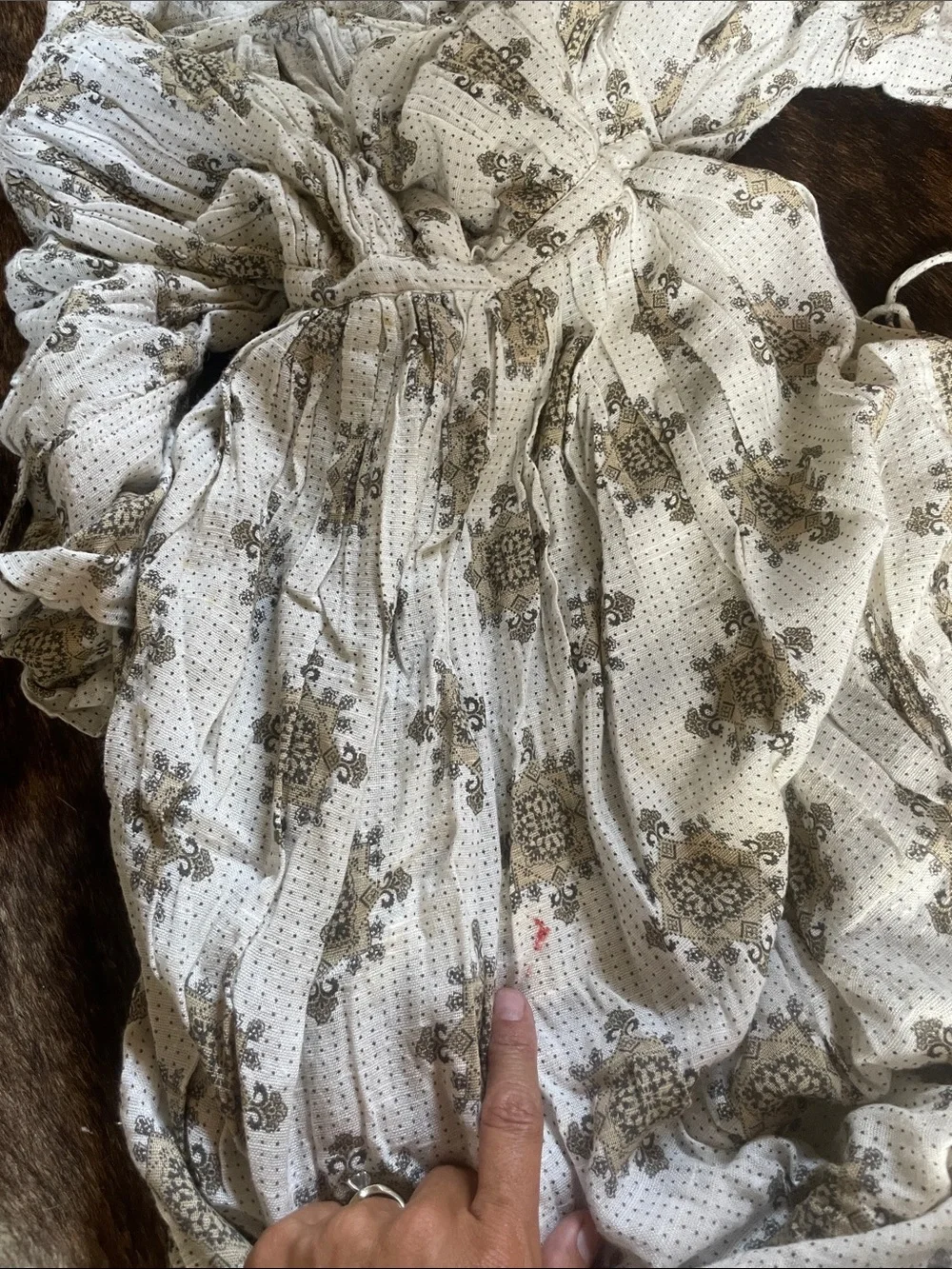 Free People White and Beige Floral Maxi Dress